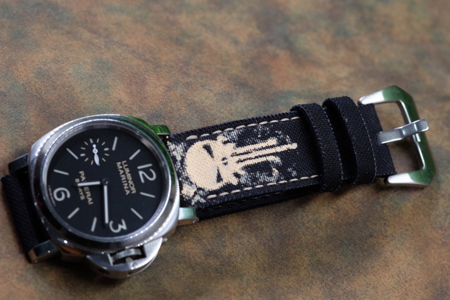 Hand painted punisher canvas strap for Panerai HDPAM27