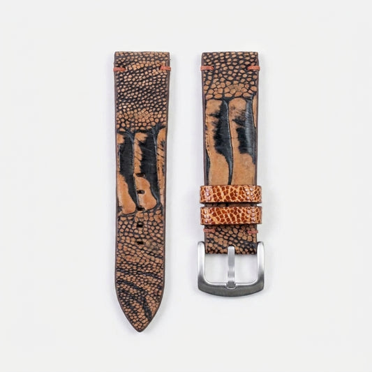 ORANGE OSTRICH LEG LEATHER WATCH STRAP RD142