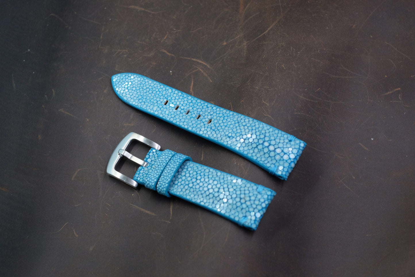 Light blue no pearl stingray leather watch strap HDST135