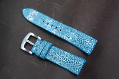 Light blue no pearl stingray leather watch strap HDST135