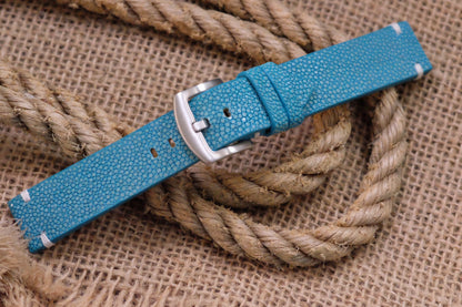 Light blue no pearl stingray leather watch strap HDST141