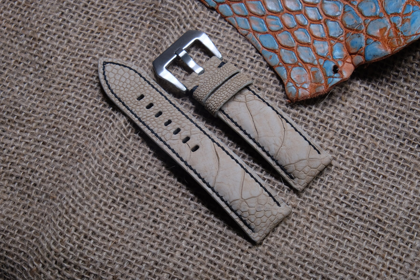 Nutty brown klein karoo ostrich leg watch strap HDOL48