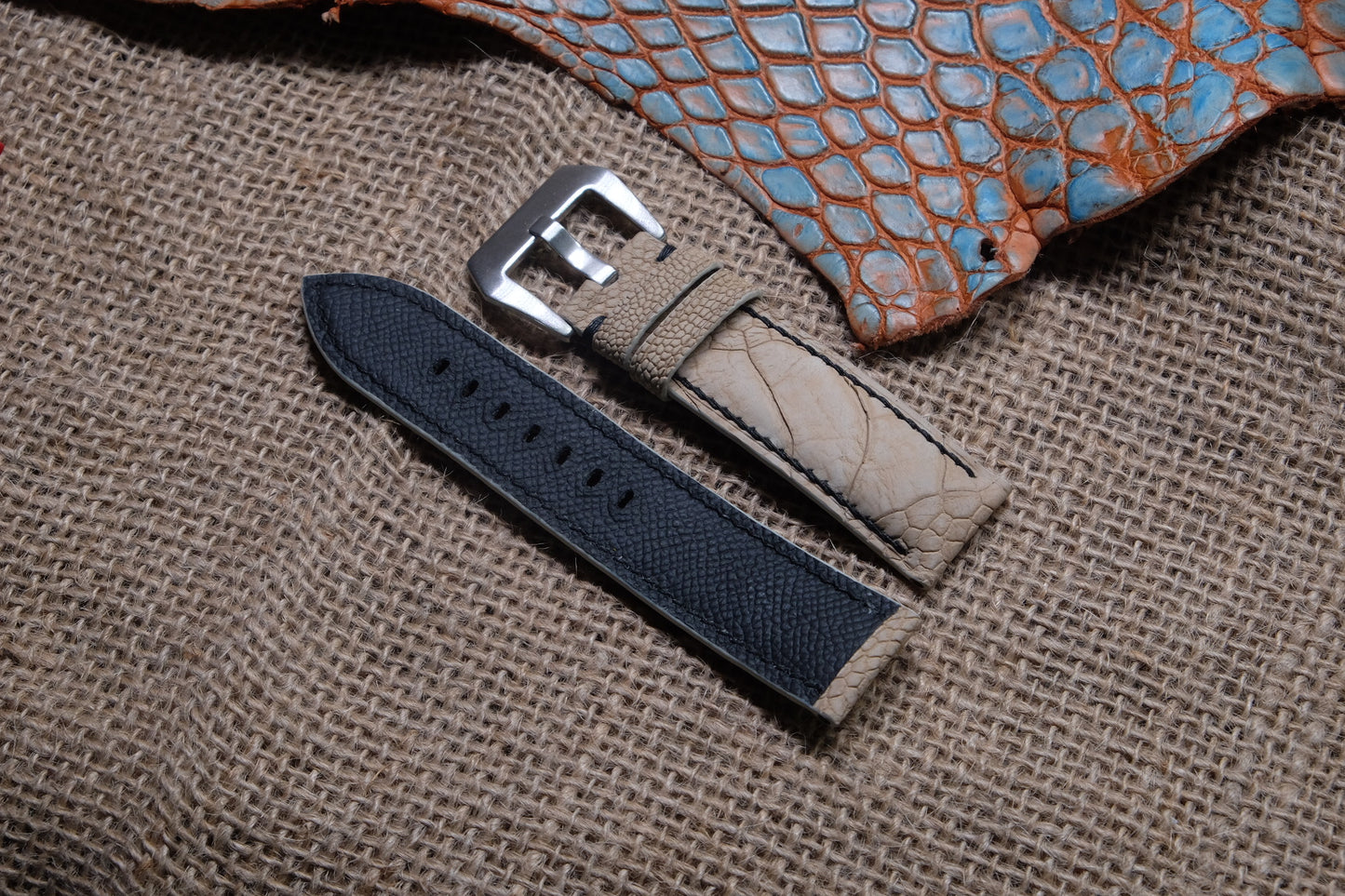 Nutty brown klein karoo ostrich leg watch strap HDOL48