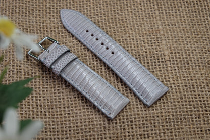 Light grey lizard leather watch strap HDLZ35