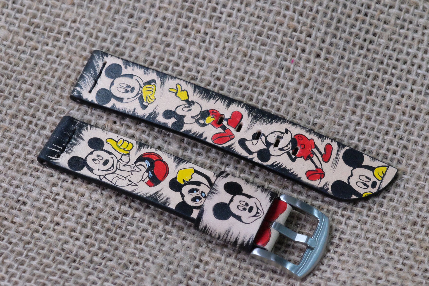 Mickey Mouse hand painted leather watch strap HDCLE63