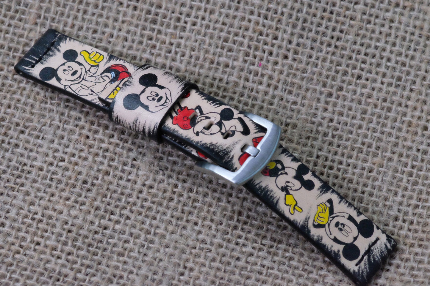 Mickey Mouse hand painted leather watch strap HDCLE63