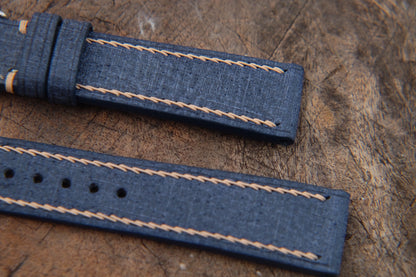 Navy blue babele leather watch strap  HDCLE76