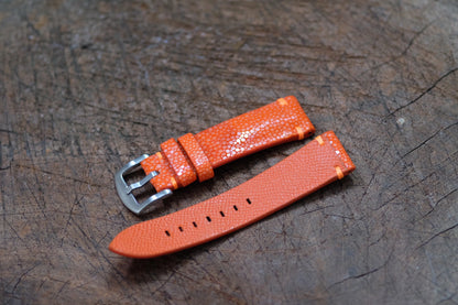 No pearl  Orange leather watch strap HDST113