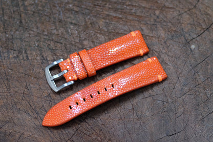 No pearl  Orange leather watch strap HDST113