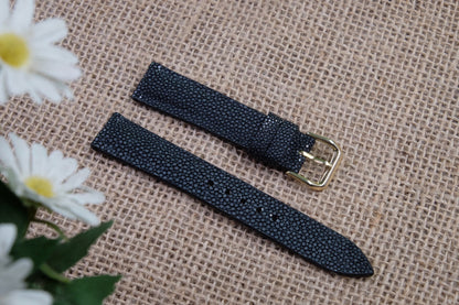 No pearl black stingray leather strap HDST129