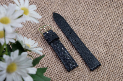 No pearl black stingray leather strap HDST129