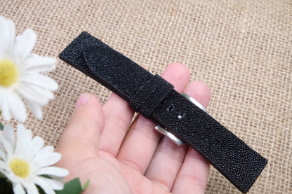 No pearl black unpolished stingray strap HDST131