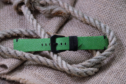 No pearl green stingray leather watch strap HDST118