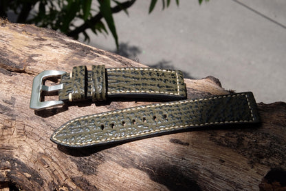 Olive green shark skin leather strap HDSH22