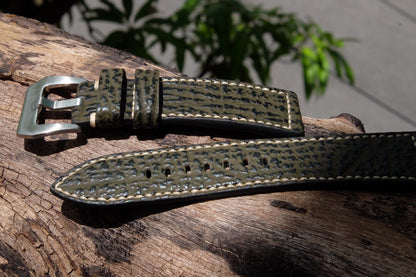 Olive green shark skin leather strap HDSH22