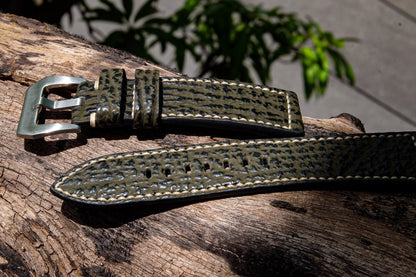 Olive green shark skin leather strap HDSH22