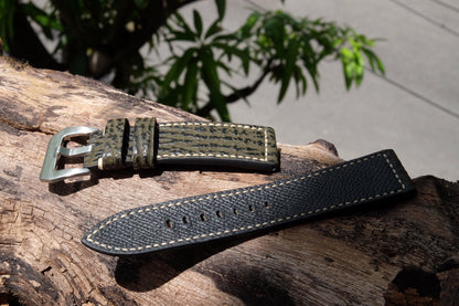 Olive green shark skin leather strap HDSH22