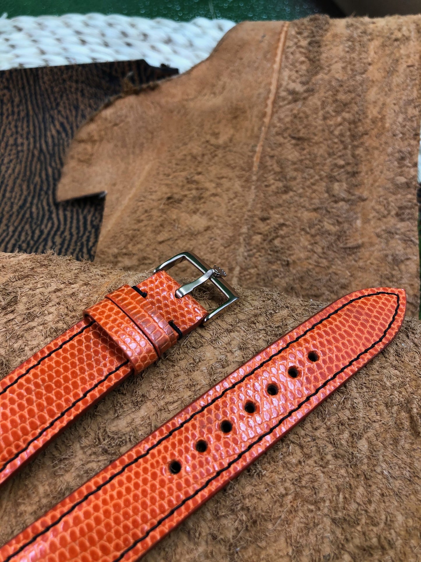 Orange Spanish lizard watch strap HDLZ33