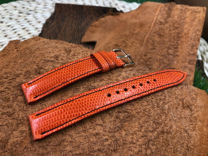 Orange Spanish lizard watch strap HDLZ33