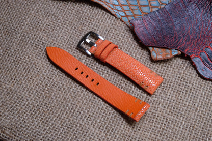 Orange no pearl stingray leather watch strap HDST72