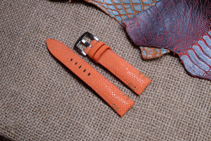 Orange no pearl stingray leather watch strap HDST72