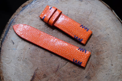 Orange no pearl stingray leather watch strap HDST73