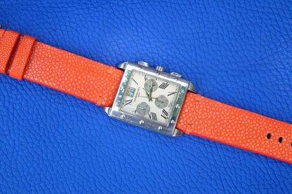 Orange no pearl stingray leather watch strap HDST74