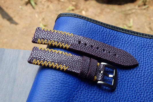 Purple no pearl stingray leather watch strap HDST88