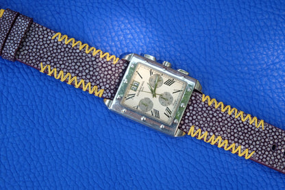 Purple no pearl stingray leather watch strap HDST88