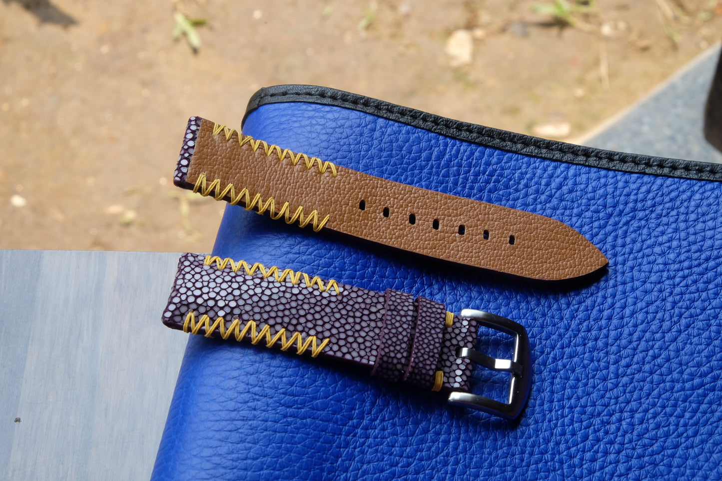 Purple no pearl stingray leather watch strap HDST88