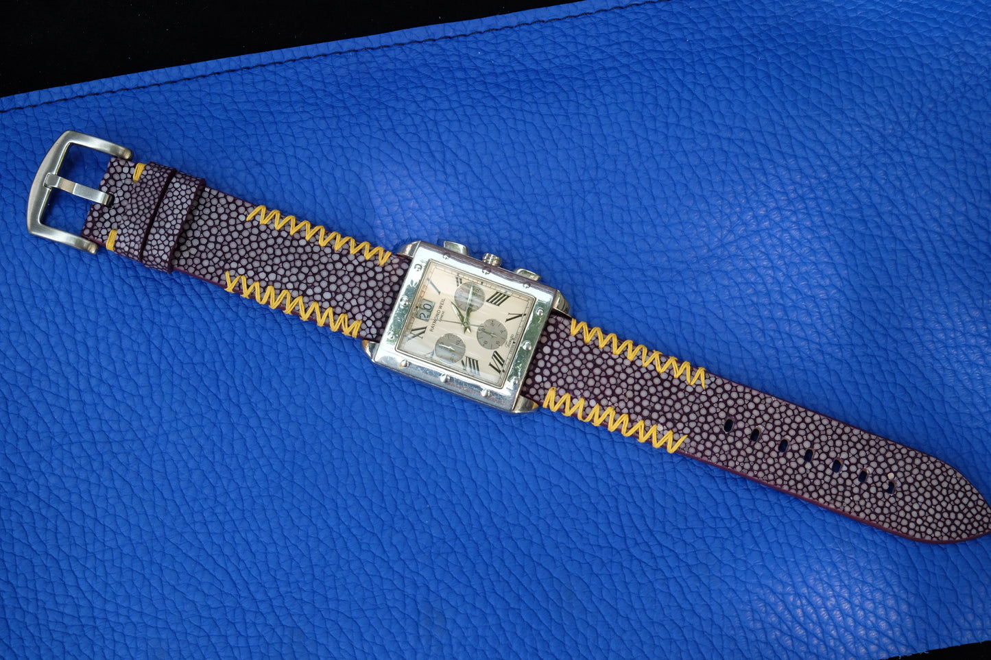 Purple no pearl stingray leather watch strap HDST88