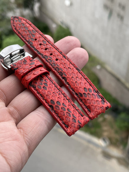 Red python leather watch strap HDPS17