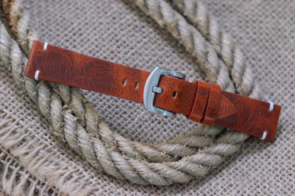 Reddish brown distressed leather watch strap  HDCLE77