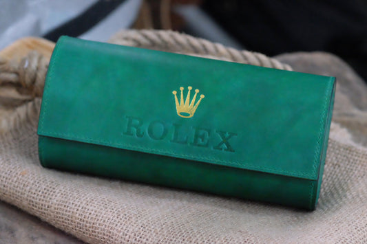 Rolex green leather watch roll HDWR09