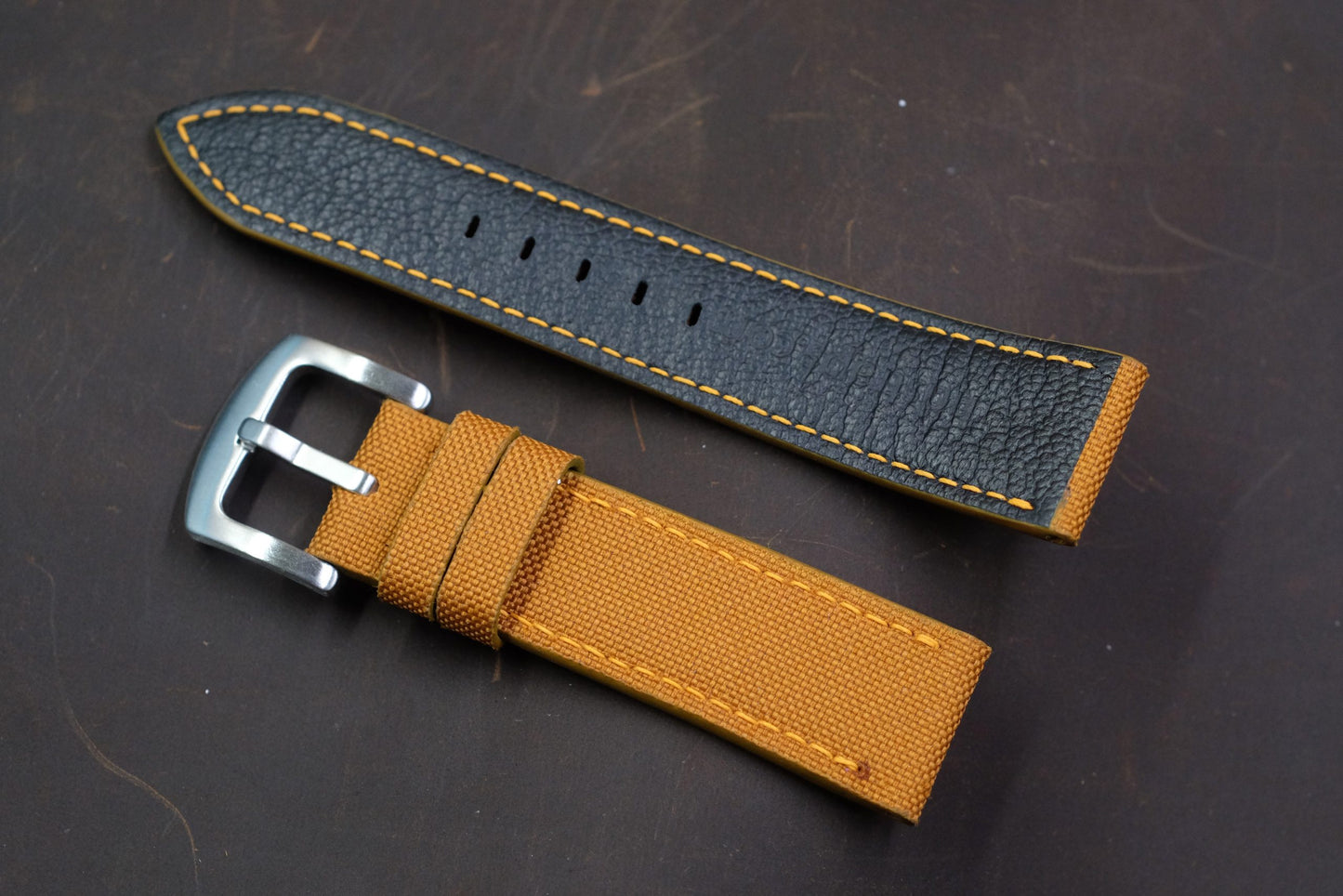 Tan brown canvas watch strap  HDCVS08