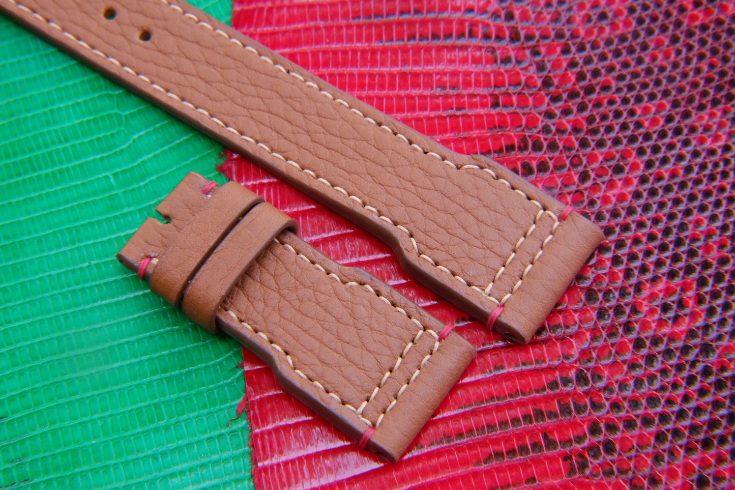 Tan brown togo leather IWC pilot strap HDTG03