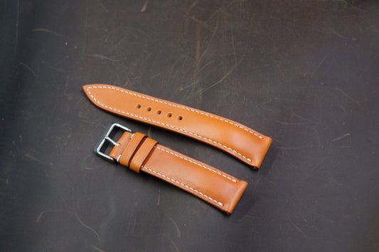 Tan brown vachetta leather handmade watch strap HDCLE70