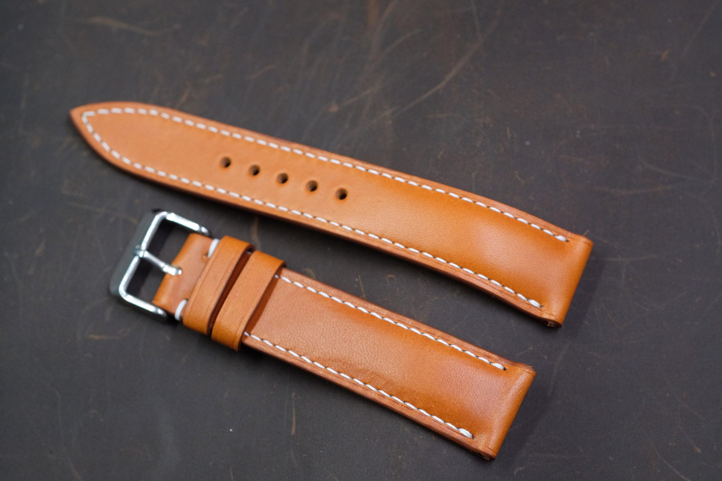 Tan brown vachetta leather handmade watch strap HDCLE70