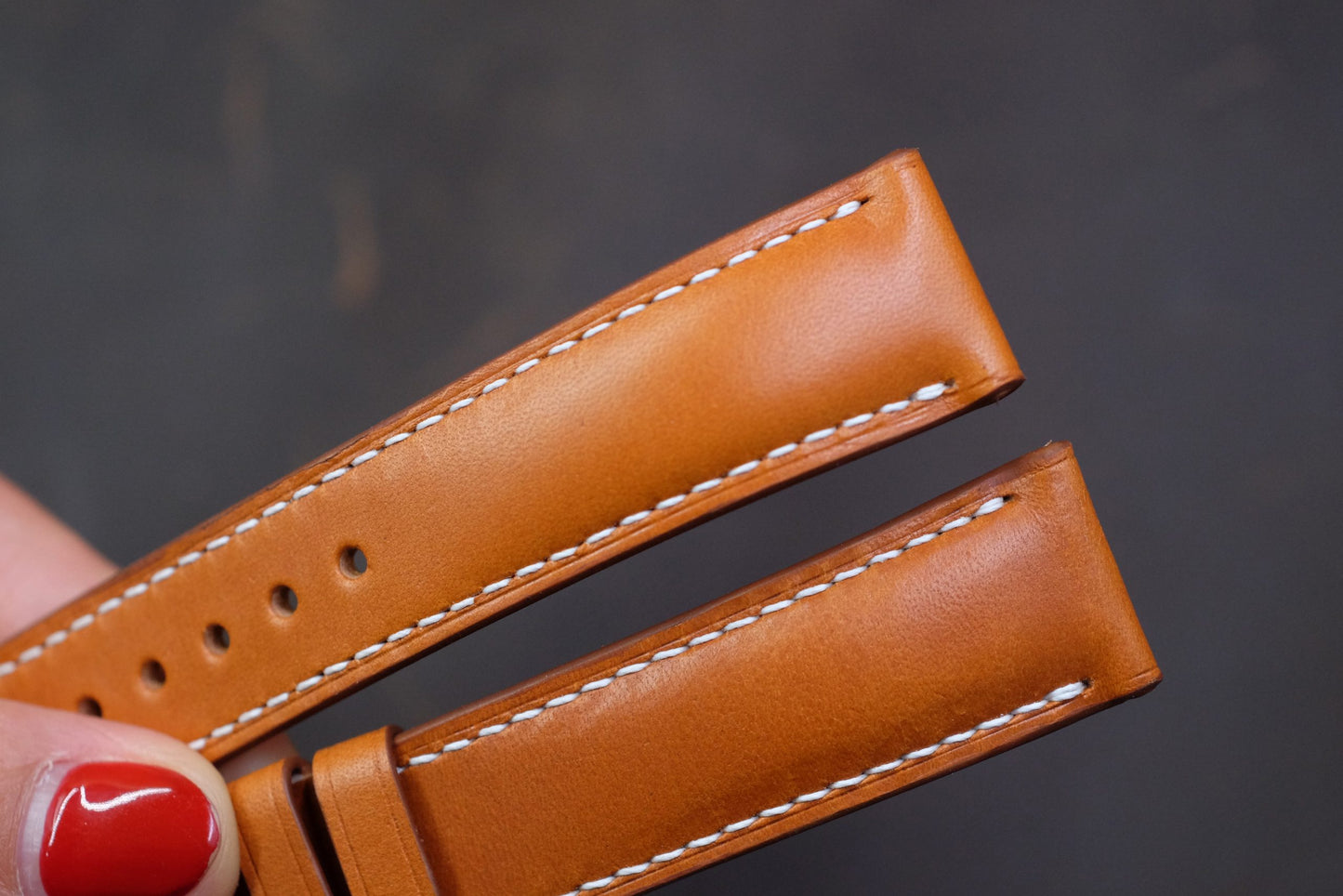 Tan brown vachetta leather handmade watch strap HDCLE70