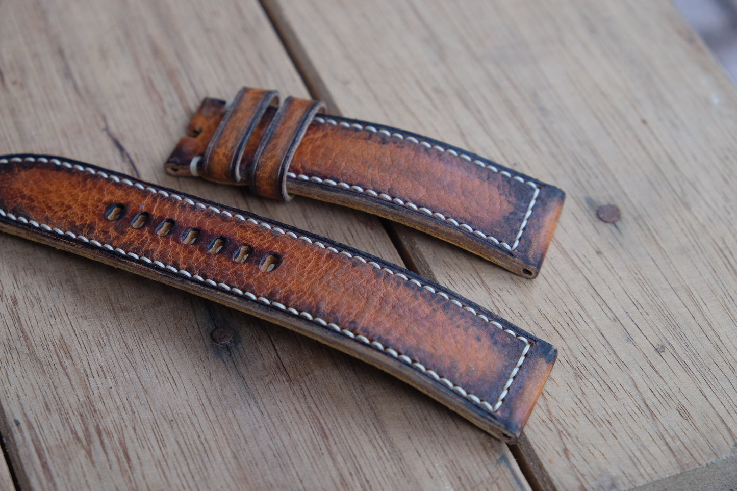 Vintage brown cow leather watch strap HDCLE59