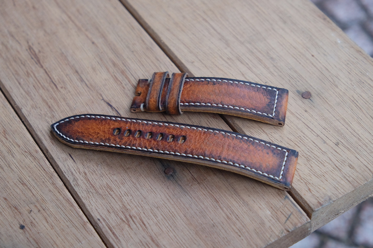 Vintage brown cow leather watch strap HDCLE59