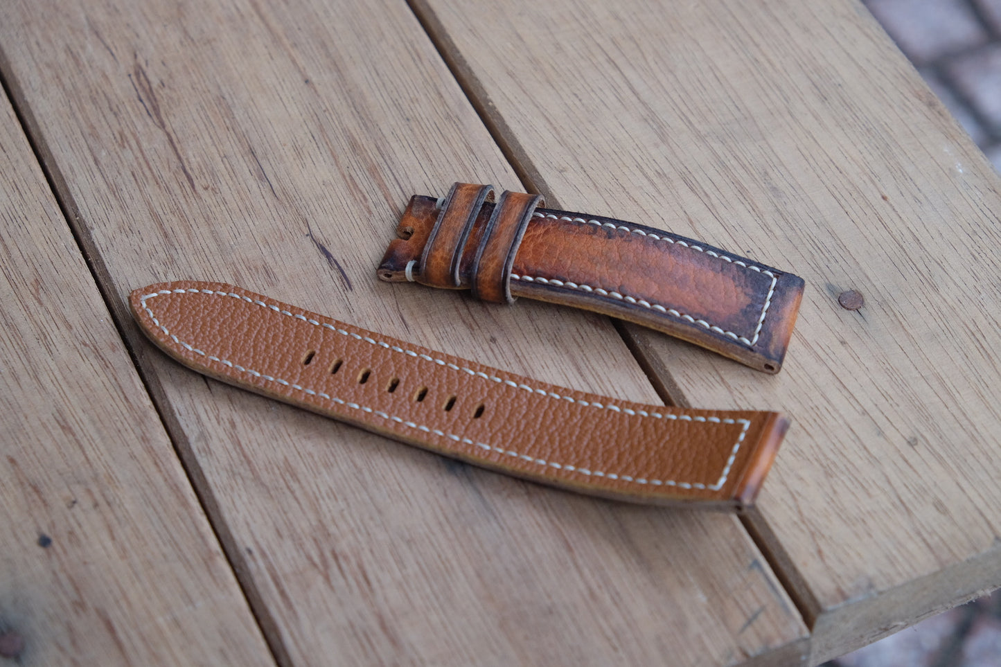 Vintage brown cow leather watch strap HDCLE59