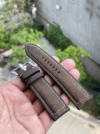 Vintage dark brown cow leather watch strap HDCLE57