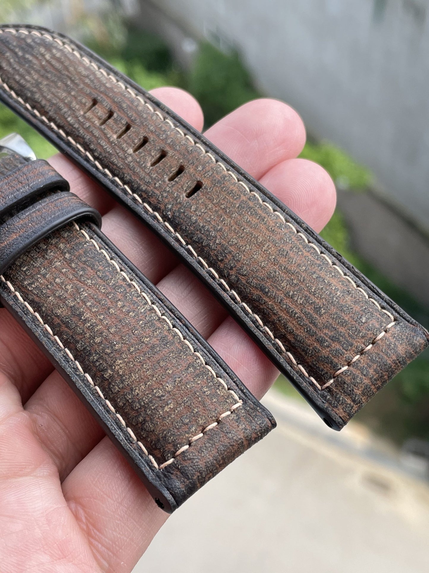 Vintage dark brown cow leather watch strap HDCLE57