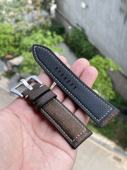 Vintage dark brown cow leather watch strap HDCLE57