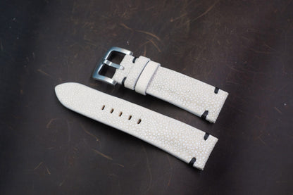 White no pearl stingray leather watch strap  HDST136