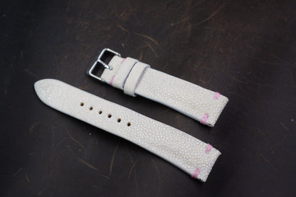 White no pearl stingray leather watch strap  HDST136