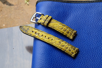 Yelllow python leather watch strap HDPS14