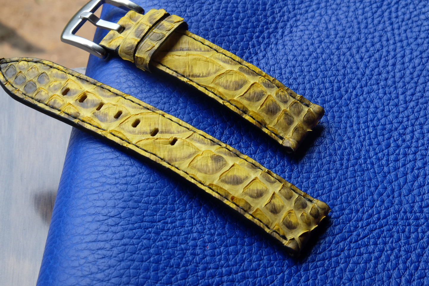 Yelllow python leather watch strap HDPS14