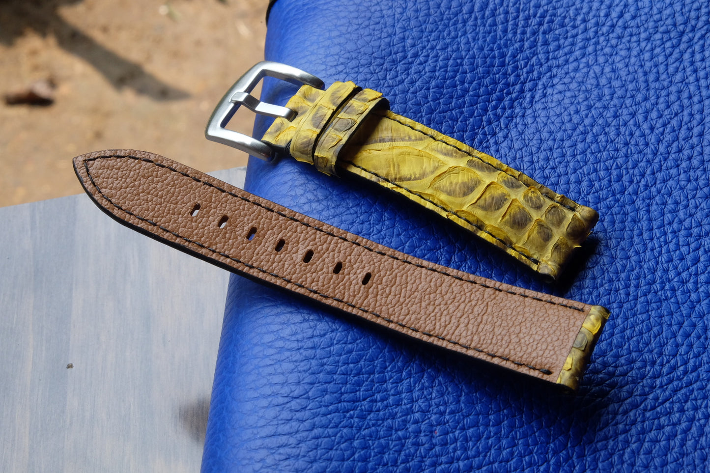 Yelllow python leather watch strap HDPS14